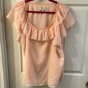 LOFT Women's Pink Ruffle Top